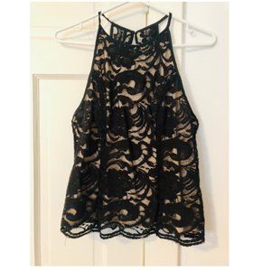 Bardot Black Lace High Neck Top